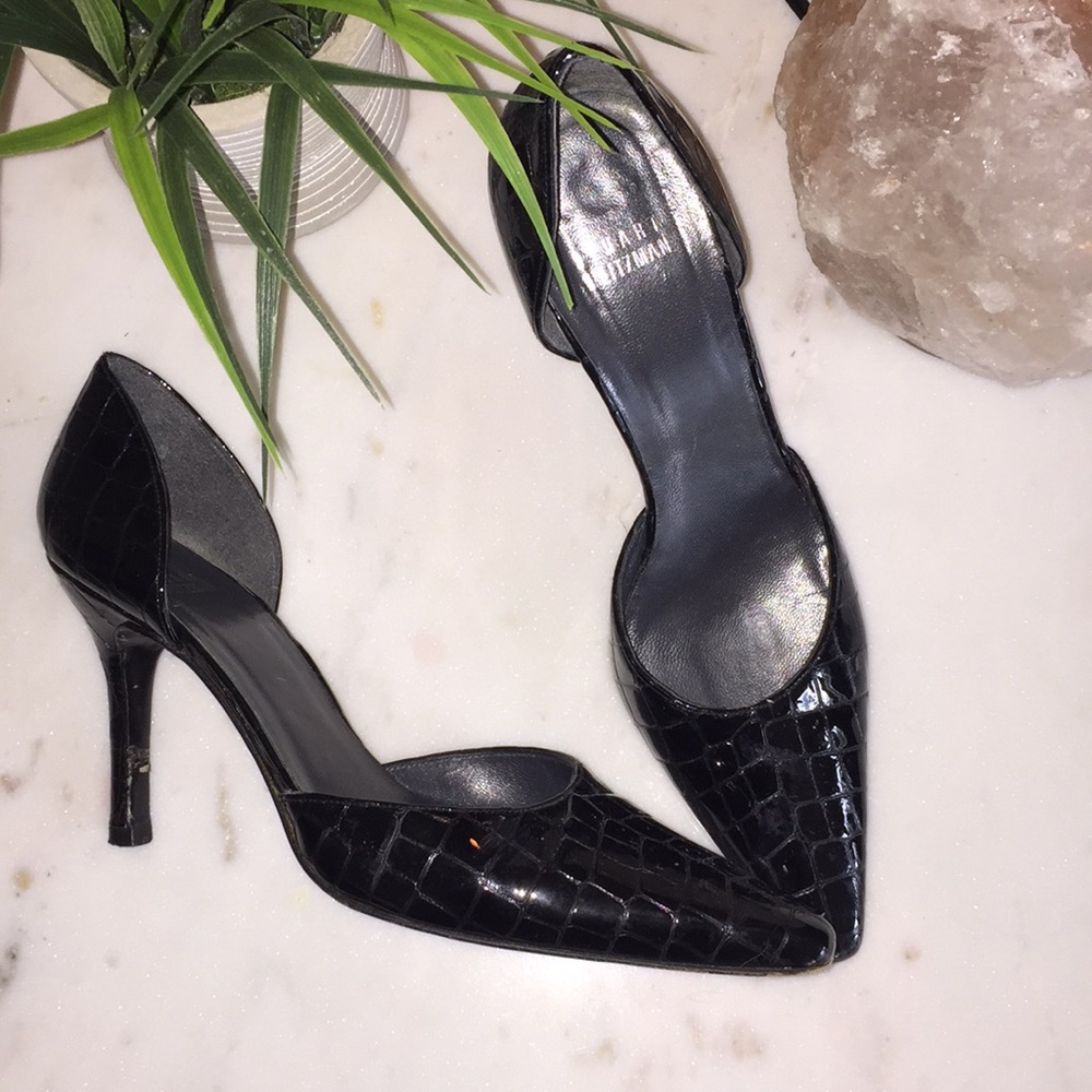 Black Snake Print Heels